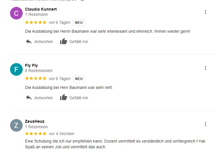Berwertungen Massageschule