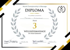 WM-Diplom: Place 3 – Wellnessmassage in Team Germany, Kopenhagen 2022